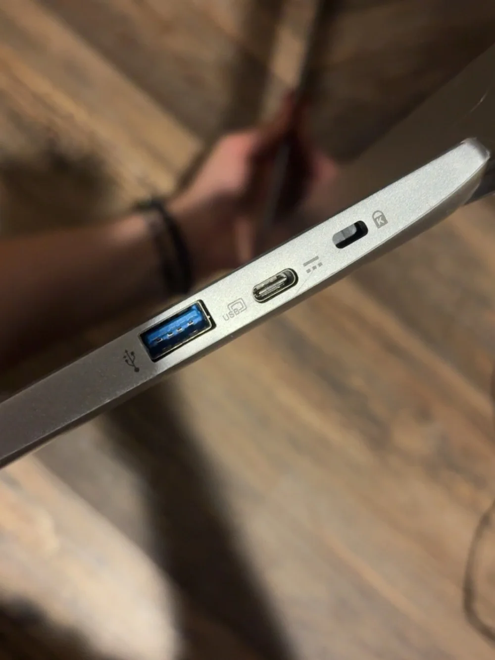 Acer touchscreen Silver Laptop with Black Keys and Large Trackpad